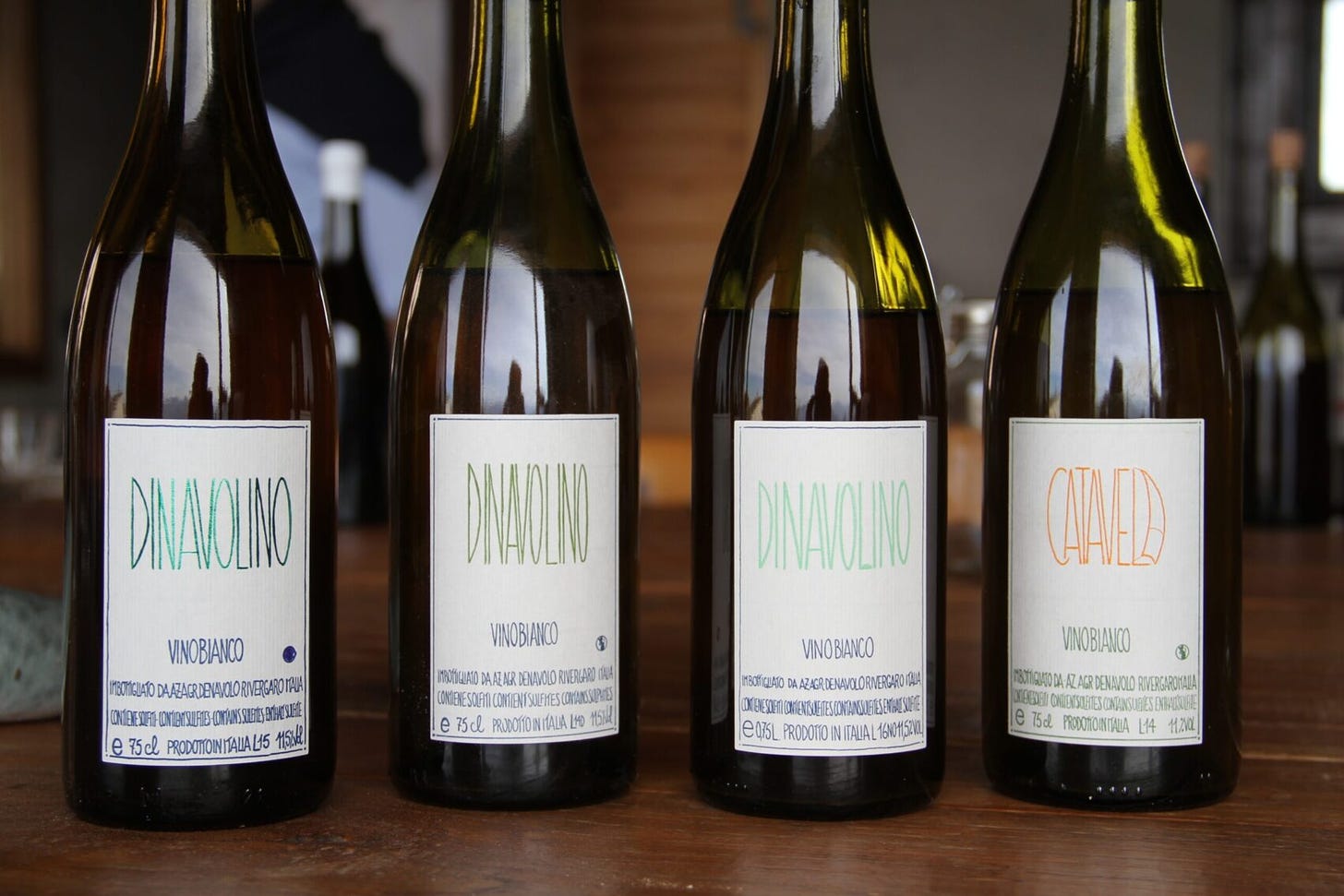 Bottles of Denavolo - Dinavolino. Photo (C) Simon J Woolf.