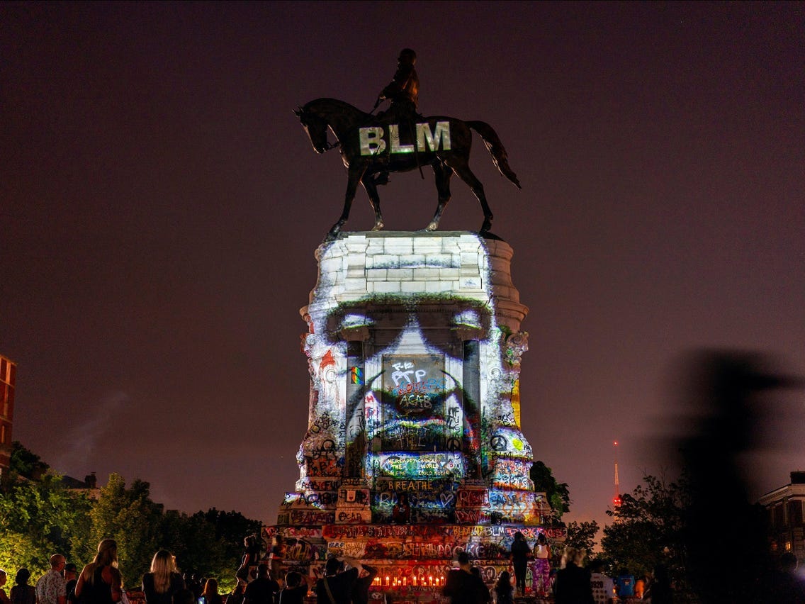Photos Show the Robert E. Lee Statue Depicting BLM Images