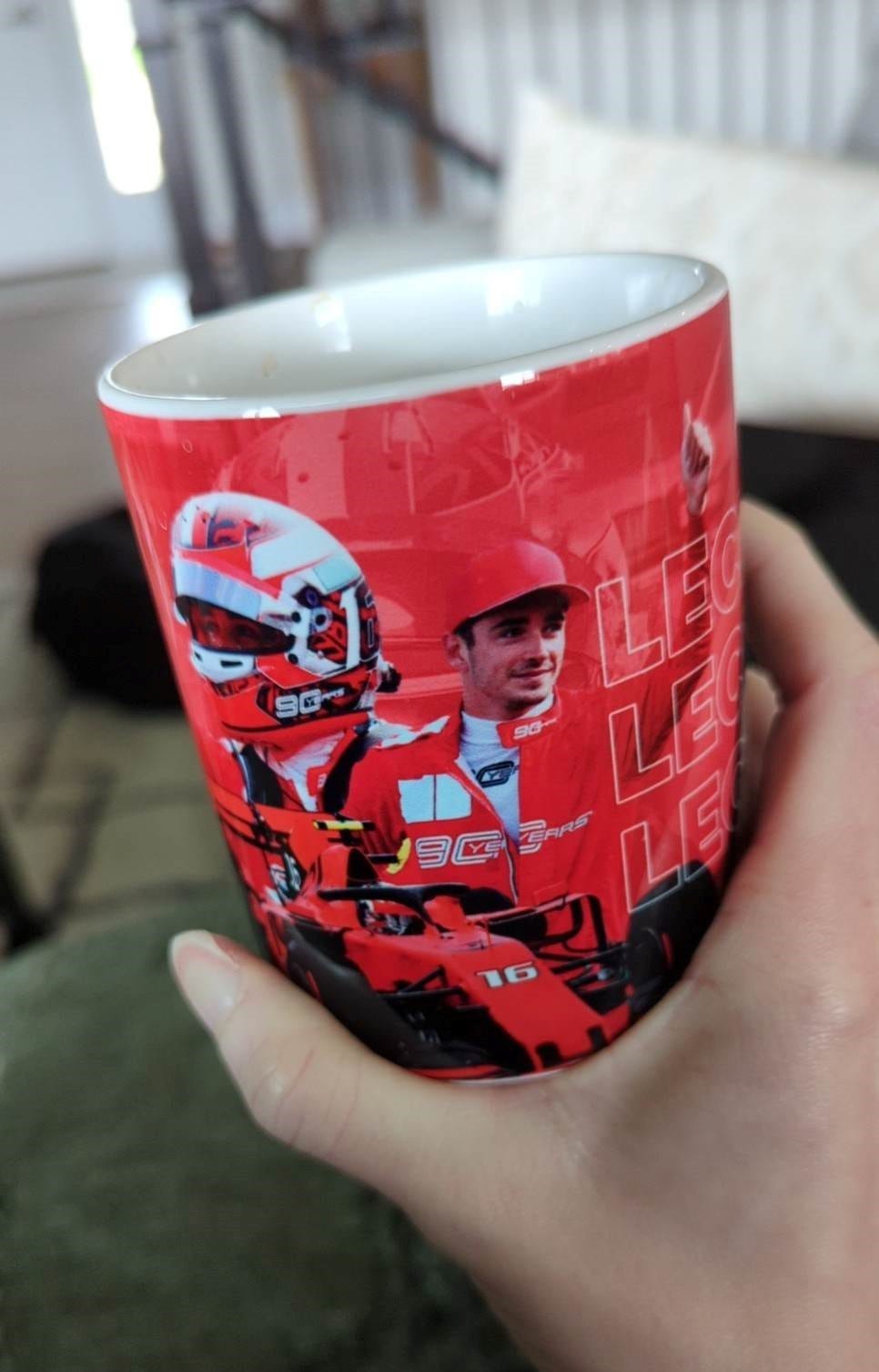 A mug with Charles LeClerc on it