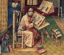 Image result for the dark ages 400s 500s 600s benedictine monks copying book