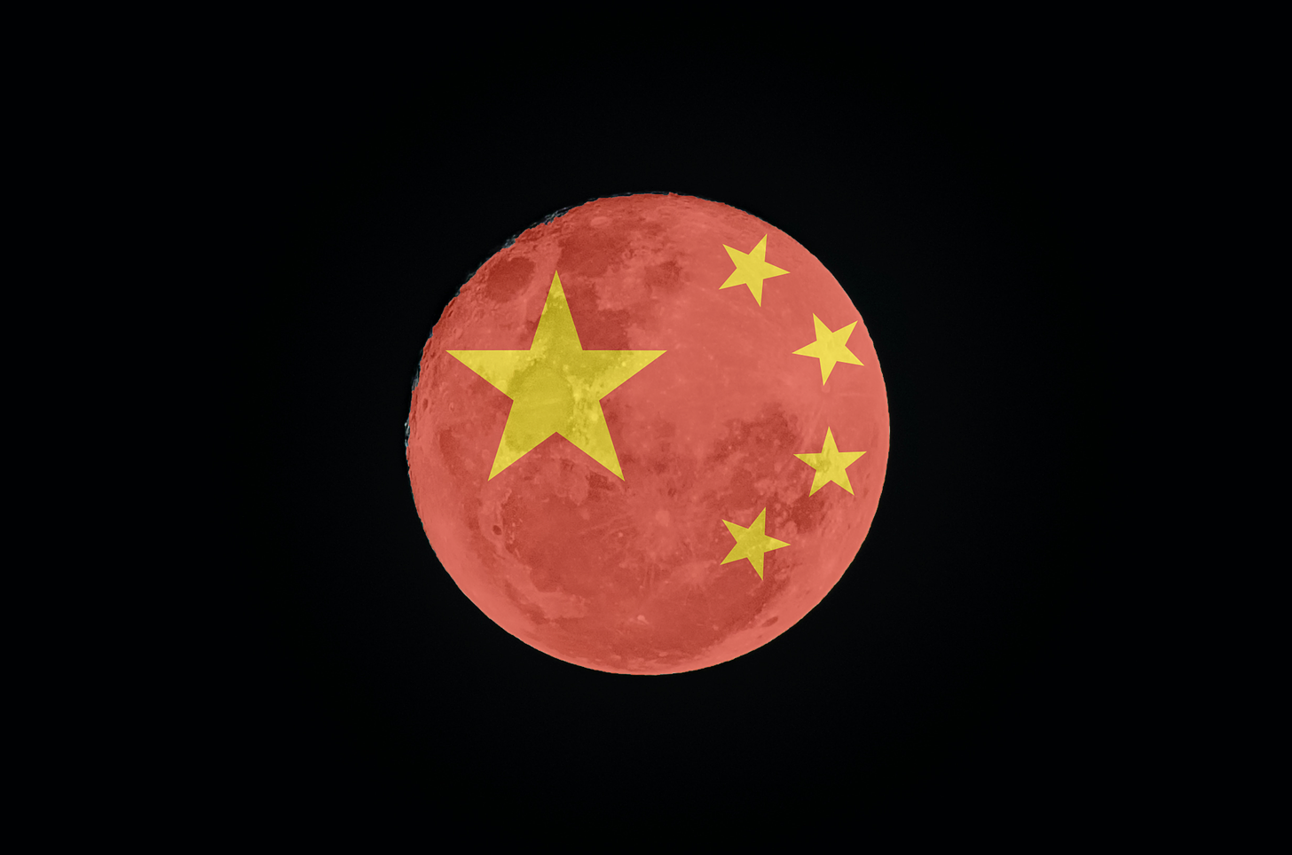 The moon with the China flag superimposed on it
