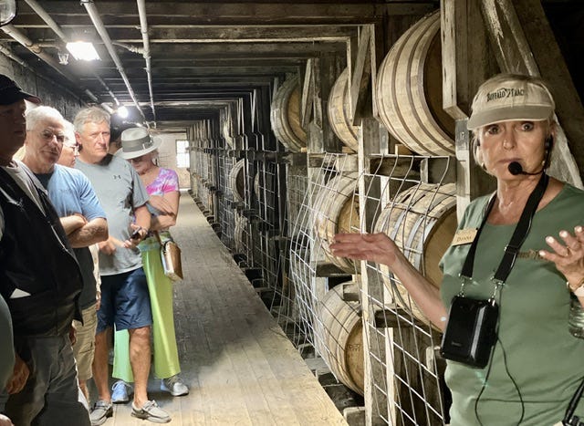 Inside of a “rickhouse,” aka “rackhouse,” or names given to barrel-aging warehouses. The picture shows the racked barrels inside a seven-story building at Buffalo Trace in Frankfort, KY.