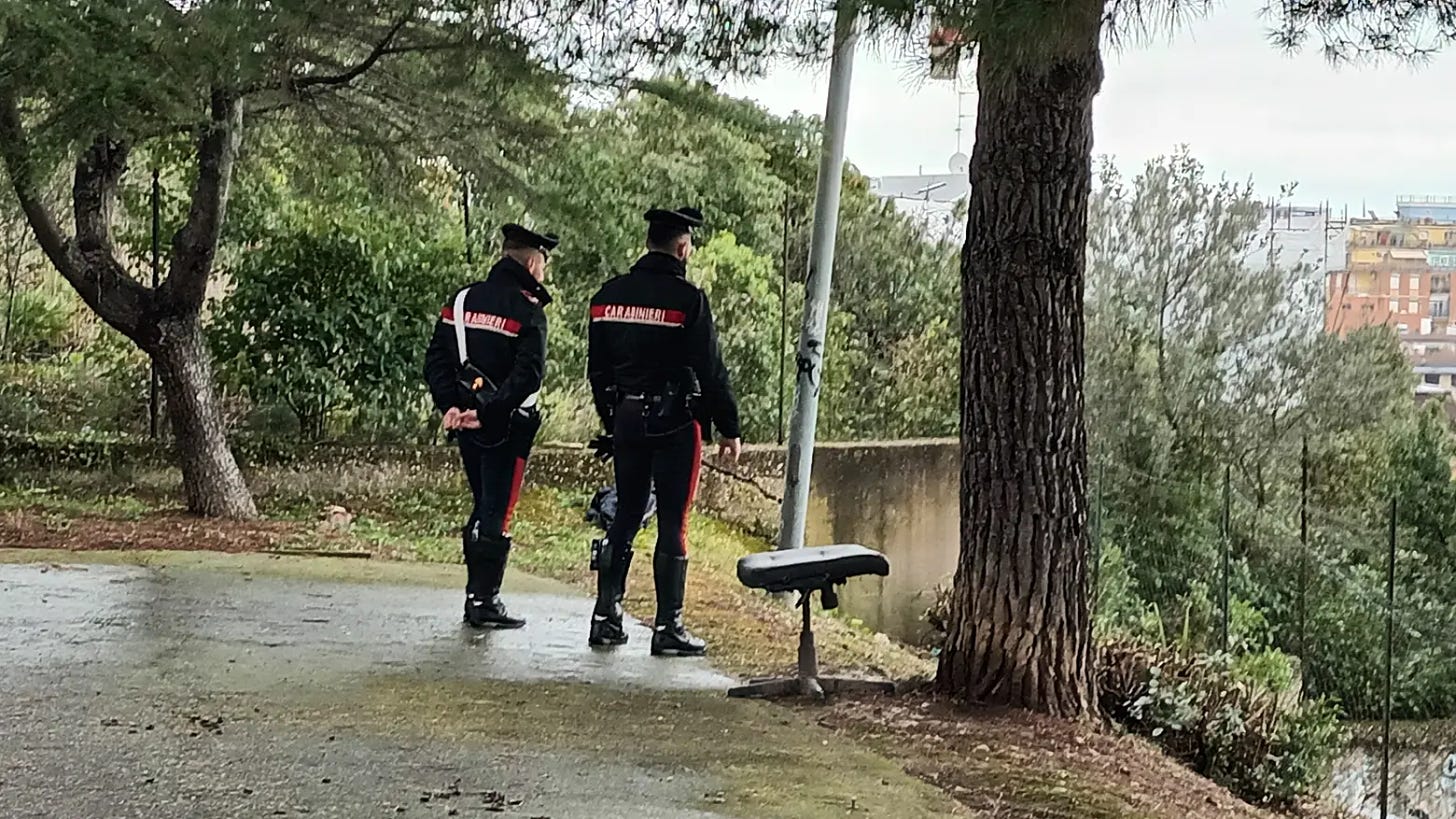 The police at the place where the body was found