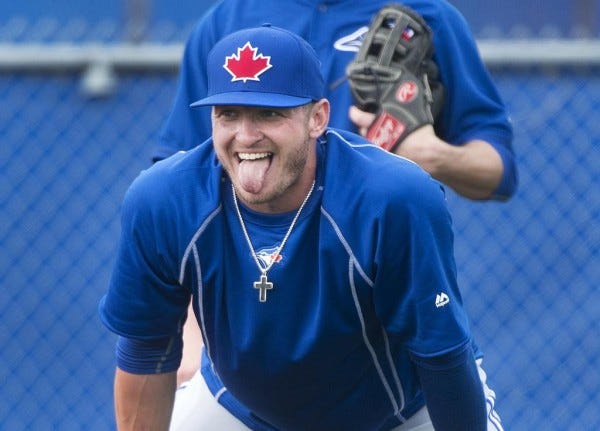 Josh Donaldson blue jays works tongue action bare for grapefruit back league