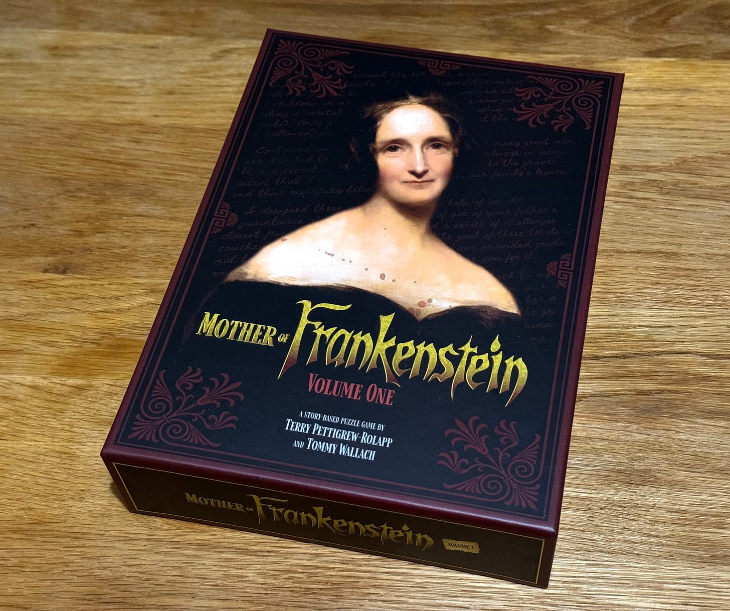 The box of Mother of Frankenstein: Volume One, with a portrait of Mary Shelley on the front