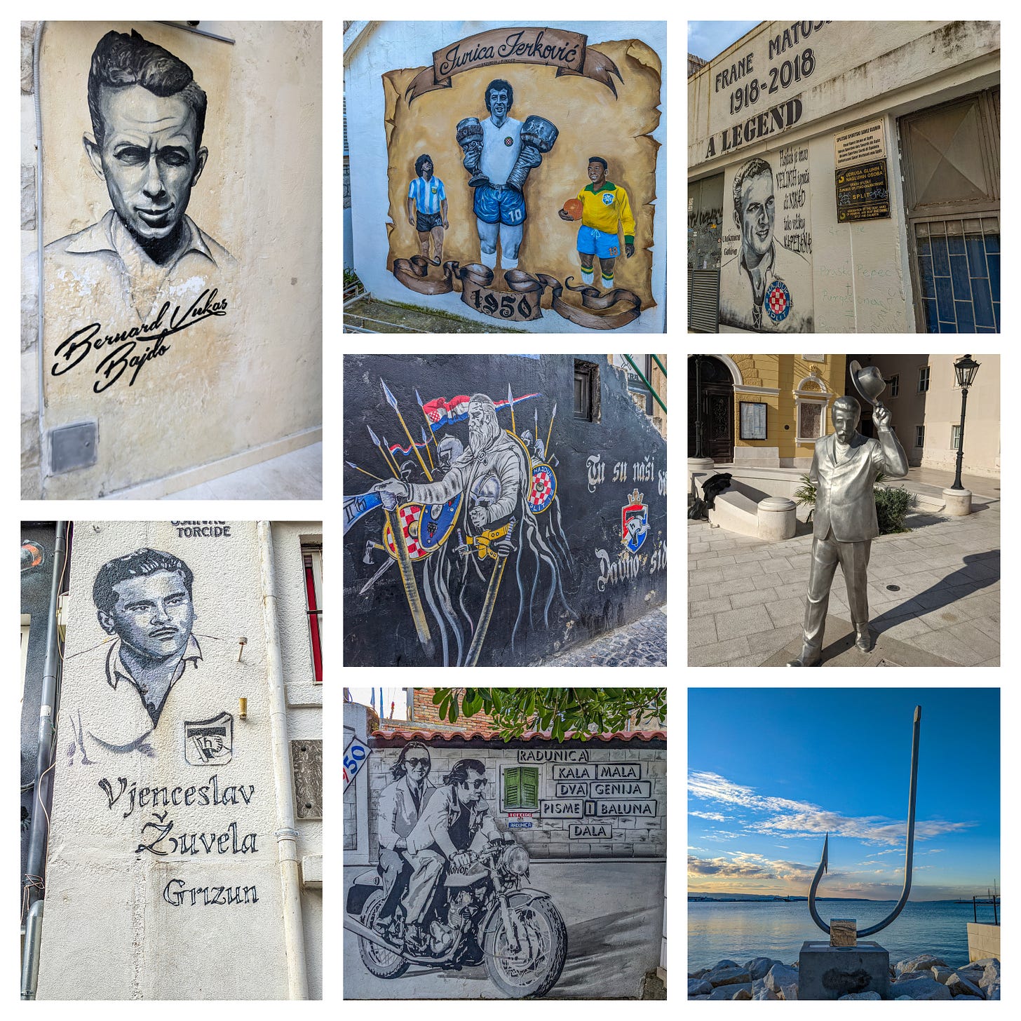 A collection of murals and statues honoring the important figures of Split. 
