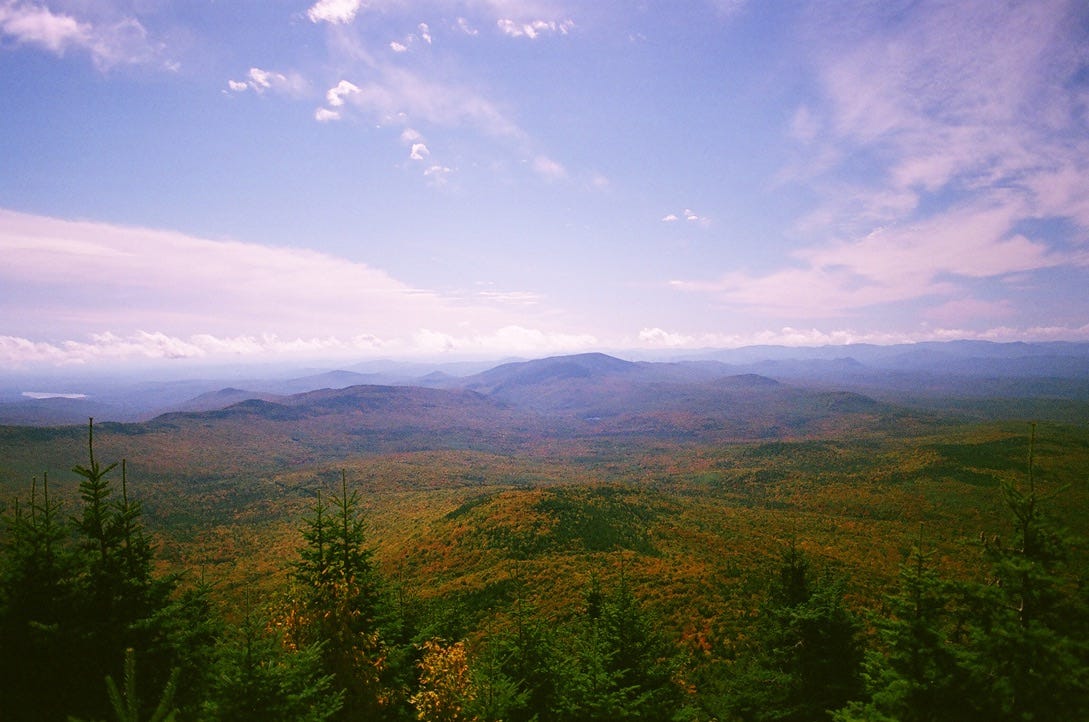 The view from the peak of Mount Blue near Farmington, Maine.