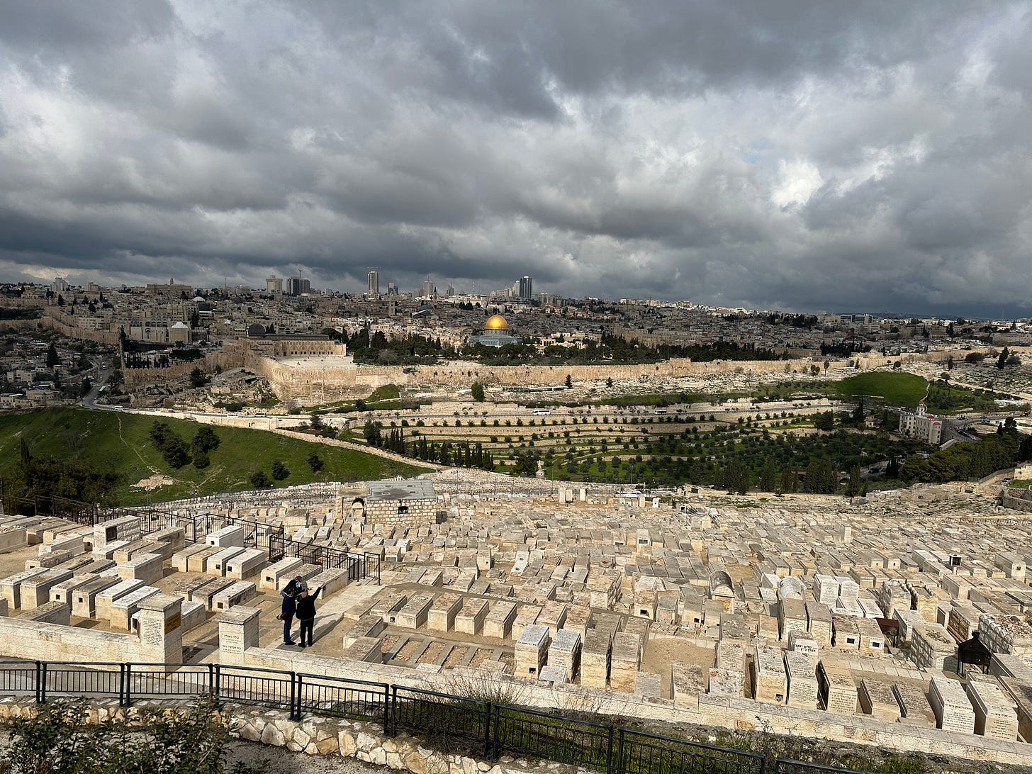 Jerusalem Old City with the Mount of Olives Jewish Cemetery in the foreground