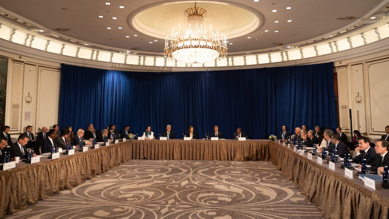 El secretario Antony J. Blinken organiza una reunión ministerial sobre cómo abordar la situación urgente en Venezuela en la ciudad de Nueva York, Nueva York, el 26 de septiembre de 2024. (Foto oficial del Departamento de Estado de Chuck Kennedy)