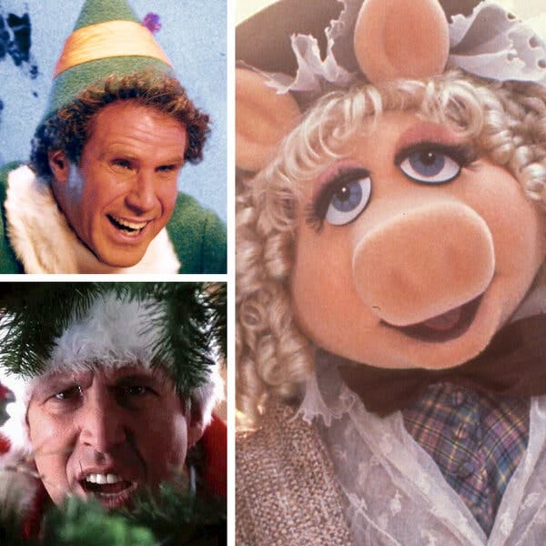 Still images from various holiday movies.