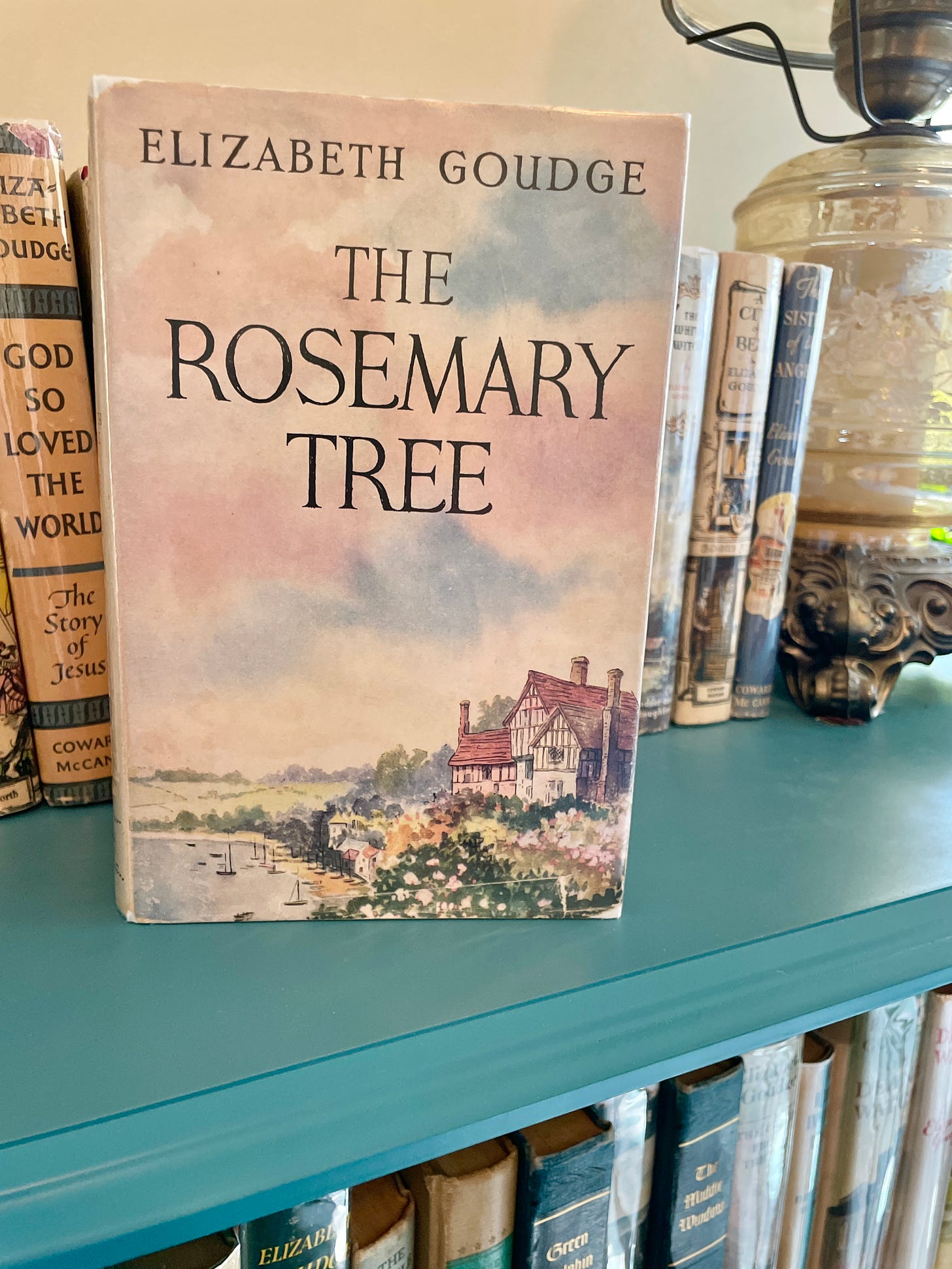 A beautiful old dust cover on a first edition of The Rosemary Tree by Elizabeth Goudge