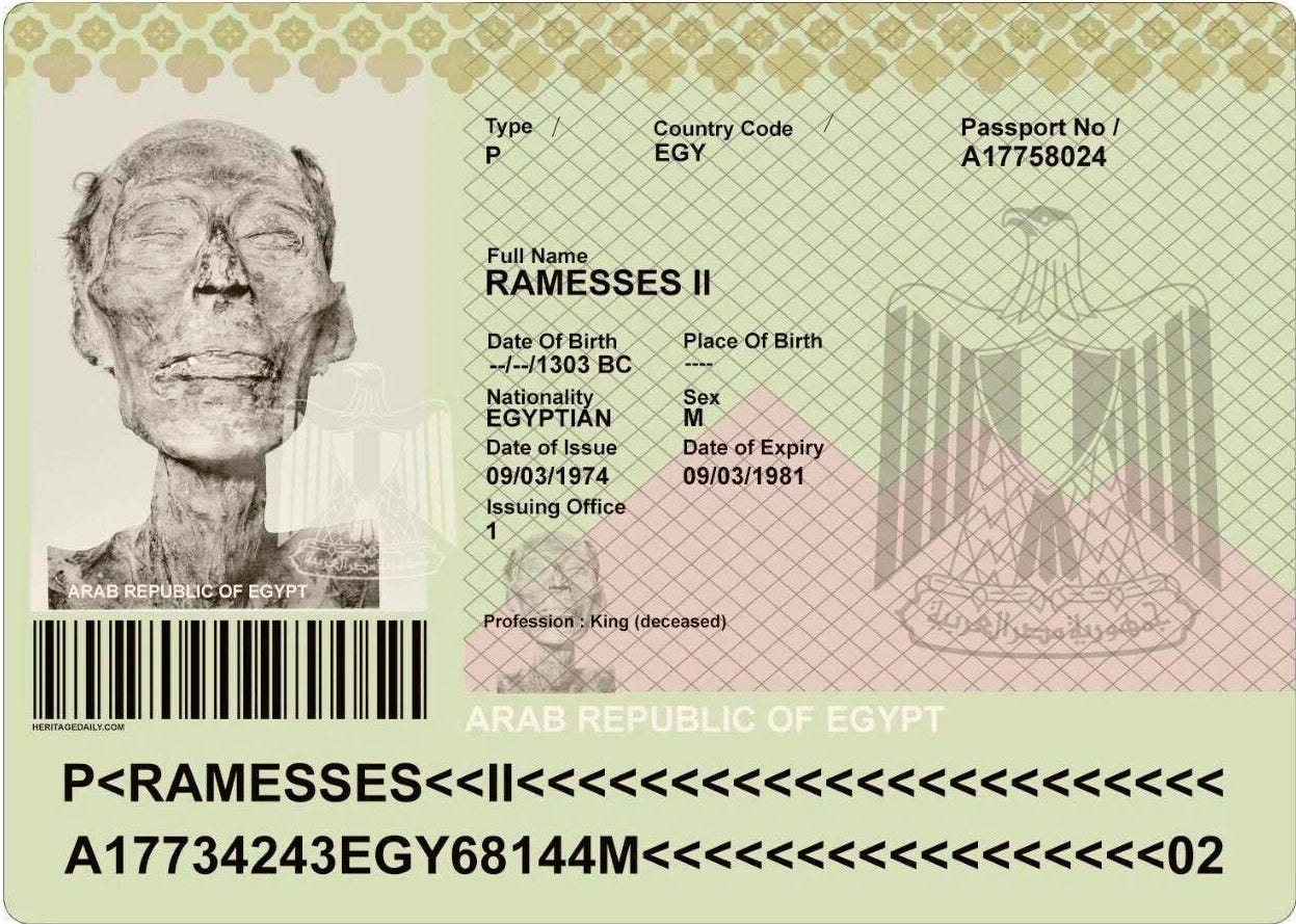 Ramses II fake passport