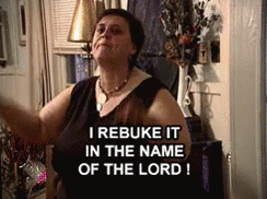 Darksided God Warrior lady saying "I rebuke it in the name of the lord"