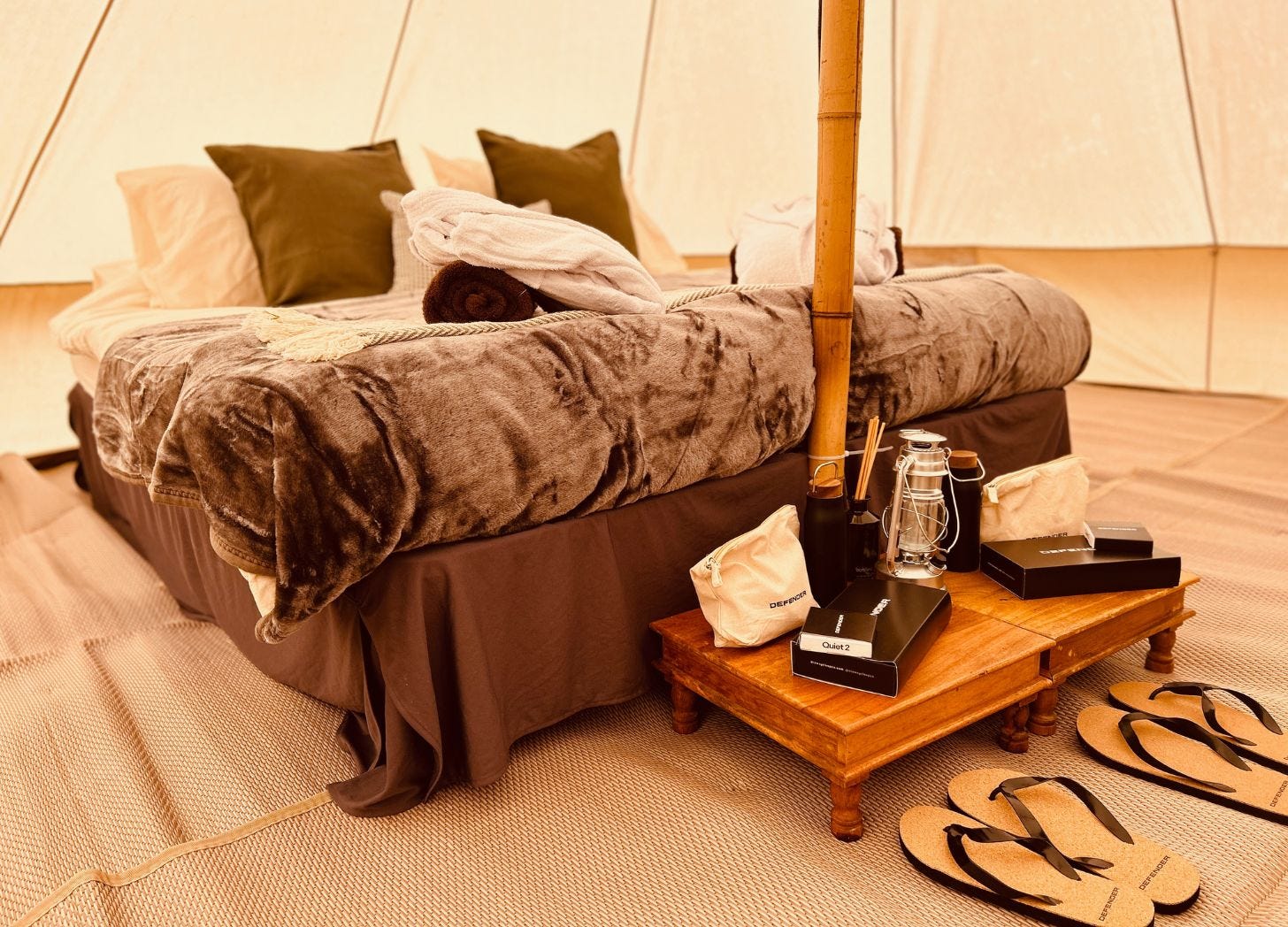 Glamping bell tent at Lost Village