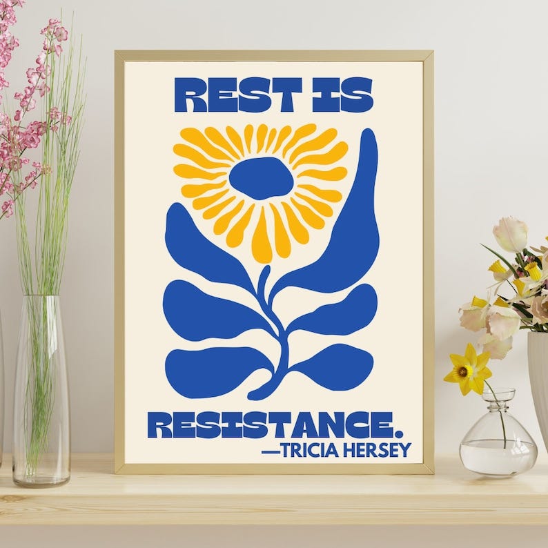 Rest is resistance feminist bell hooks Feminist Poster Feminist Wall Art Feminist Art Print Feminist Office Wall Art Tricia Hersey image 1