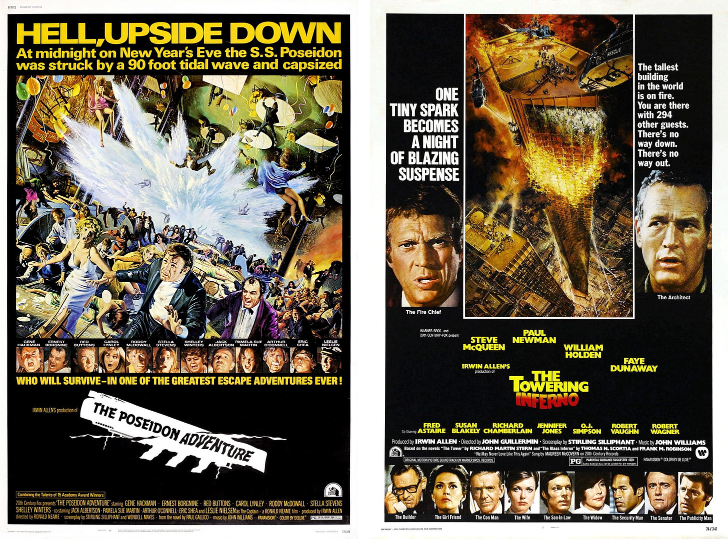 The “Poseidon adventure” and “Towering inferno” film posters, courtesy of IMP Awards.