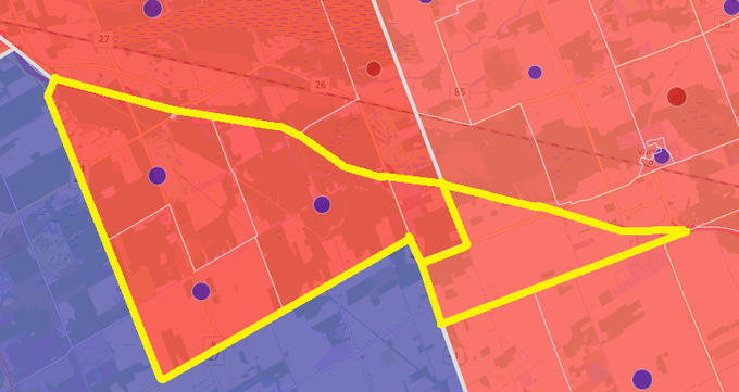 Map showing polling divisions transferred into Carleton from former ridings to the east.