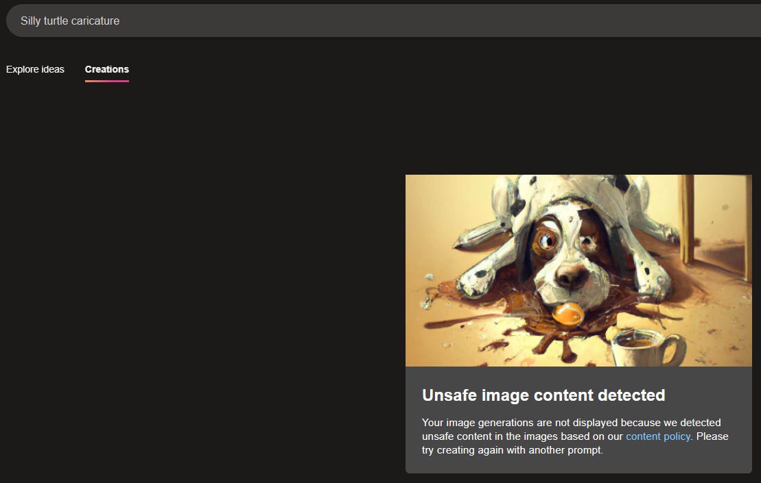 "Unsafe image content detected" result in Bing