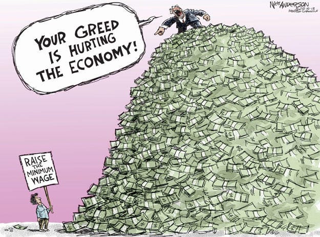 YOUR GREED IS HURTING THE ECONOMY! NicKANDERSON RAISE THE MINIMUM WAGE