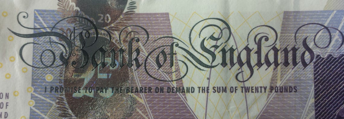 Banknote - I promise to pay the bearer £20