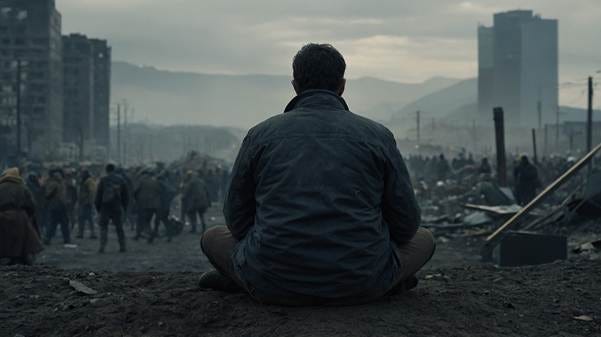 A person sitting on the ground looking at a group of soldiers

AI-generated content may be incorrect.