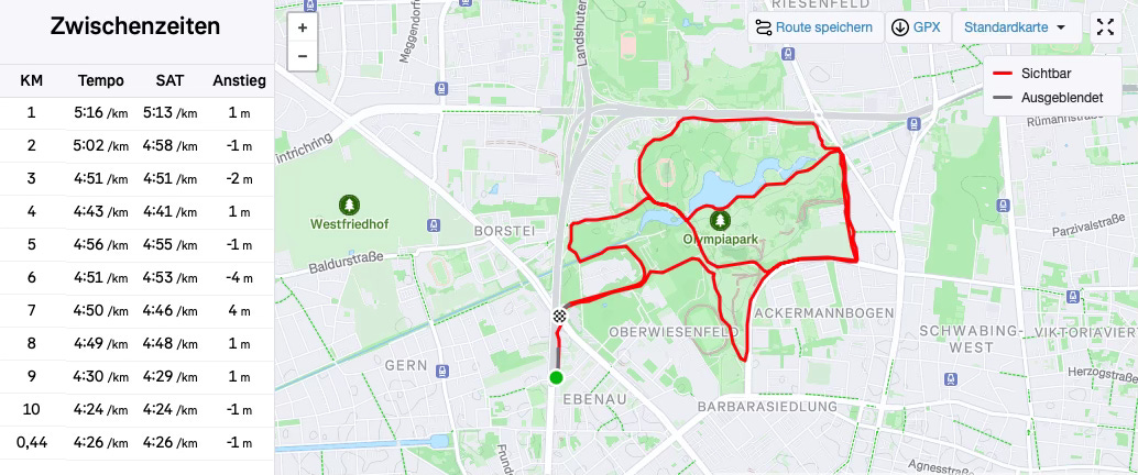 Screenshot of a Strava progressive run 