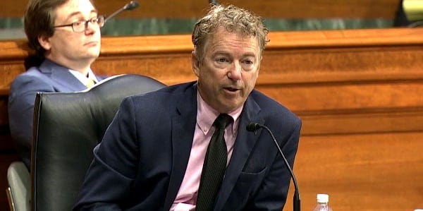 U.S. Sen. Rand Paul, R-Ky., confronts Dr. Anthony Fauci in a Senate hearing on the coronavirus pandemic response (Video screenshot)