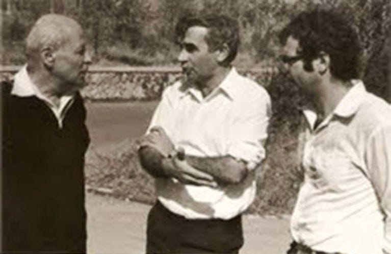 Efros, Ekimov & Rashba at Sevan Summer School, Erevan, Armenia (former USSR) in May 1984. Efros, Ekimov & Rashba at Sevan Summer School, Erevan, Armenia (former USSR) in May 1984.