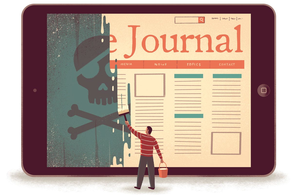 Illustration of an iPad with a person painting the screen with a journal homepage, covering a skull and crossbones background