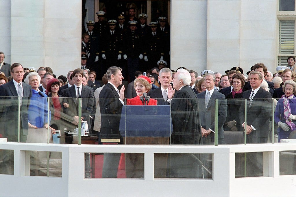 President Ronald Reagan Being Sworn In on Inaugural Day at the United States Capitol.jpg
