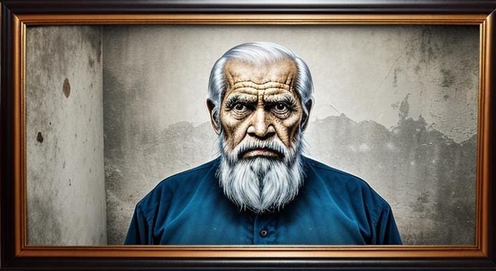 Framed photo of bearded older man