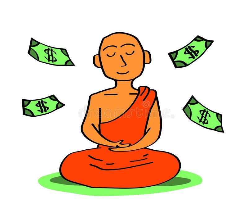 Buddhist Monk and Money on a White Background. Stock Vector - Illustration  of yoga, banknote: 160006127