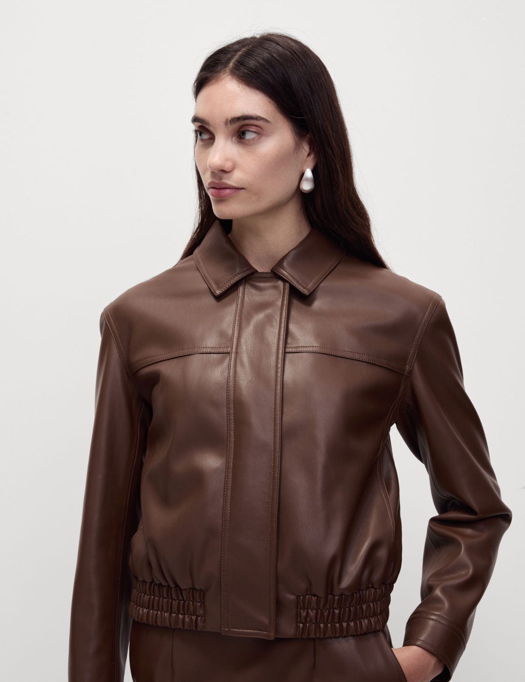 Faux Leather Harrington Jacket 1 of 5