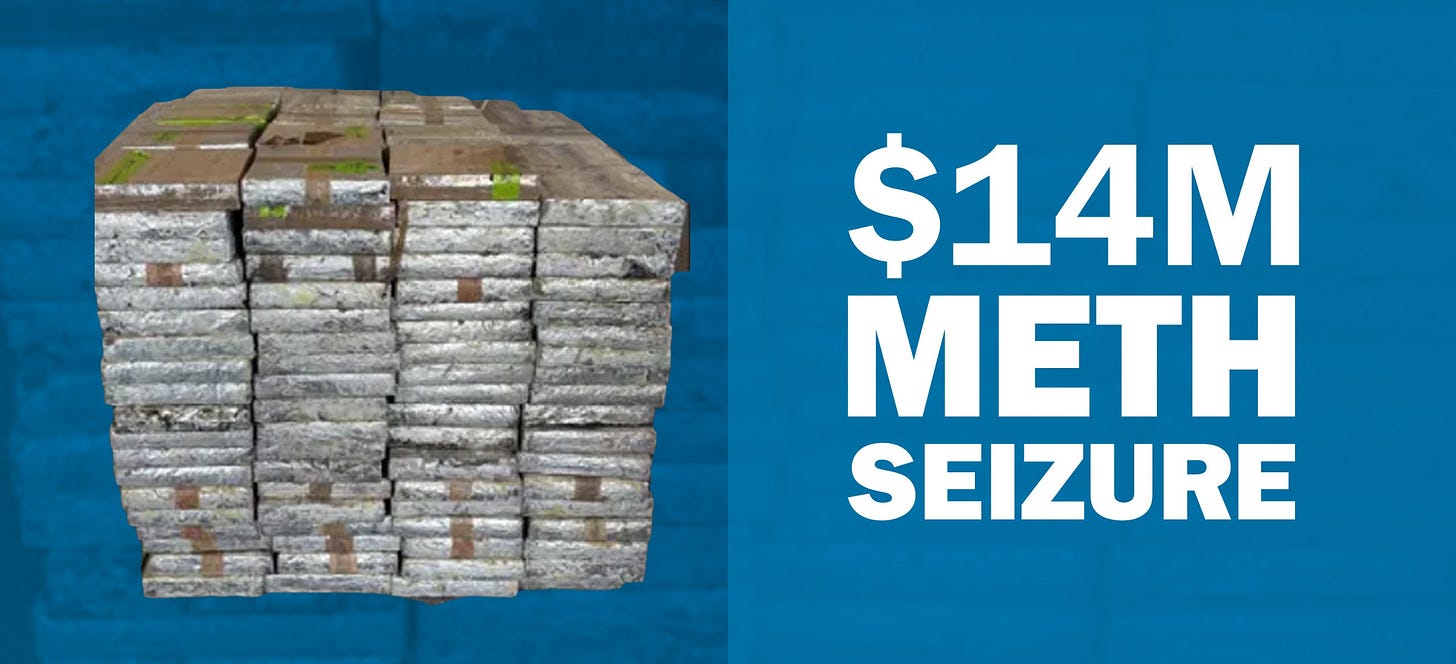 300 packages of meth were hidden in a truckload of fresh bell pepper and cucumbers arriving at the Pharr International Bridge. 300 packages of meth were hidden in a truckload of fresh bell pepper and cucumbers arriving at the Pharr International Bridge.