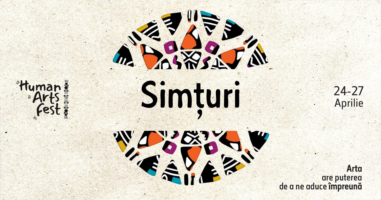 May be a graphic of text that says "Human ミ Arts fest አኢስ 安 洪 수 E 川 ミ了公シ公 ስ Ie Simțuri 24-27 Aprilie Arta are puterea deo α ne aduce împreună"