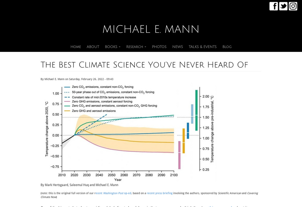 Website Screenshot of https://michaelmann.net/content/best-climate-science-you%E2%80%99ve-never-heard