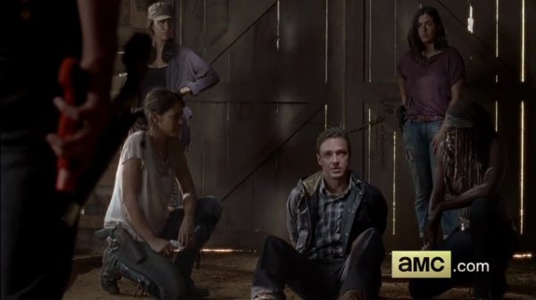 aaron tied up by rick grimes walking dead 2015 images