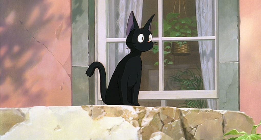 Jiji the Black Cat from the Studio Ghibli Movie Kiki's Delivery Service