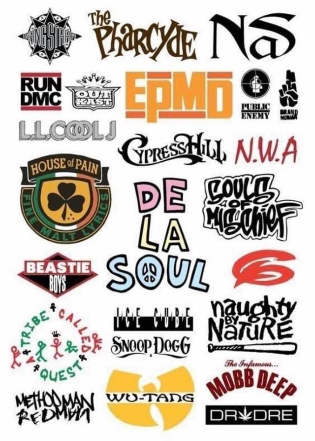 The Golden Age of Hip Hop. Seeing all these logos, the level of talent in  the '90s was pretty insane. : r/90sHipHop