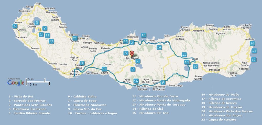 Location map of Furnas sao Miguel