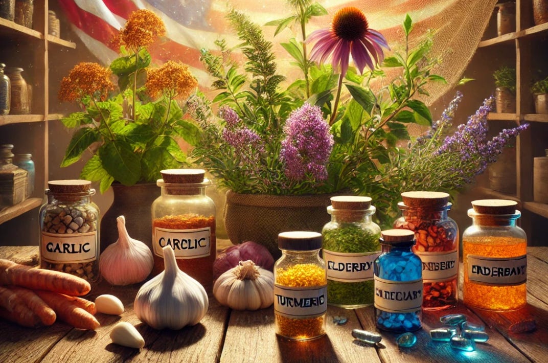 A group of jars of medicine and flowers

Description automatically generated