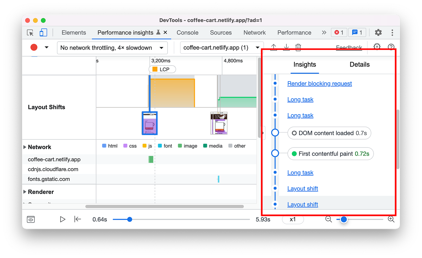 Insights pane.