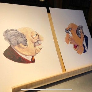 Statler & Waldorf (Muppets) - 2 x A5 prints of Original Paintings