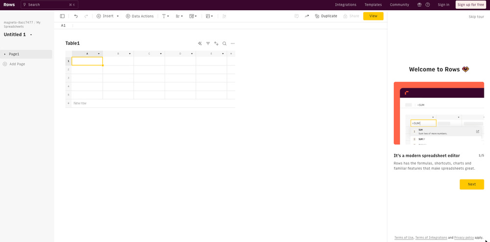 Ferramenta IA Excel Google Sheets - Rows