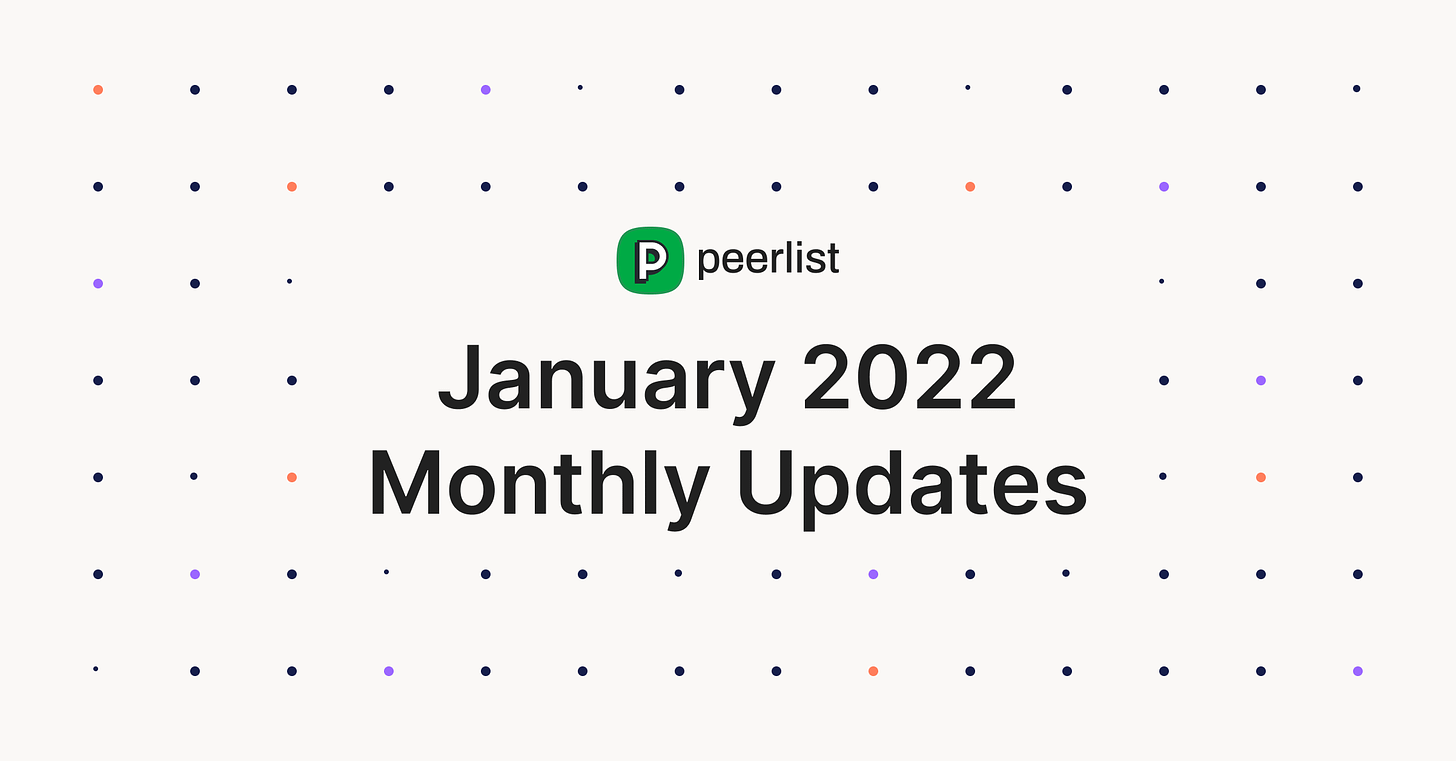 Peerlist January Release • 01.2022
