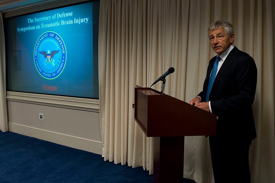File:Secretary of Defense Chuck Hagel welcomes the participants of the Secretary of Defense Symposium on Traumatic Brain Injury held in the Pentagon.jpg File:Secretary of Defense Chuck Hagel welcomes the participants of the Secretary of Defense Symposium on Traumatic Brain Injury held in the Pentagon.jpg