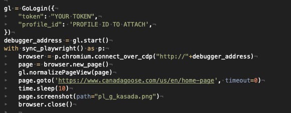 Playwright with GoLogin configuration