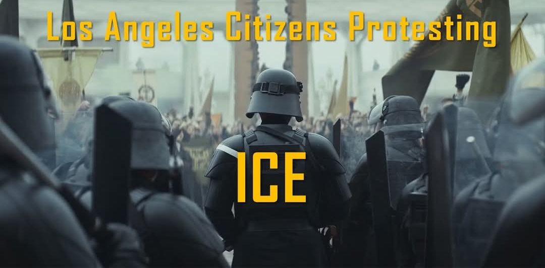 May be an image of 2 people and text that says 'Los Angeles Citizens Protesting ICE'