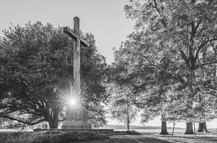 Cross at Jamestown Island Black and White Photograph by Rachel Morrison -  Pixels