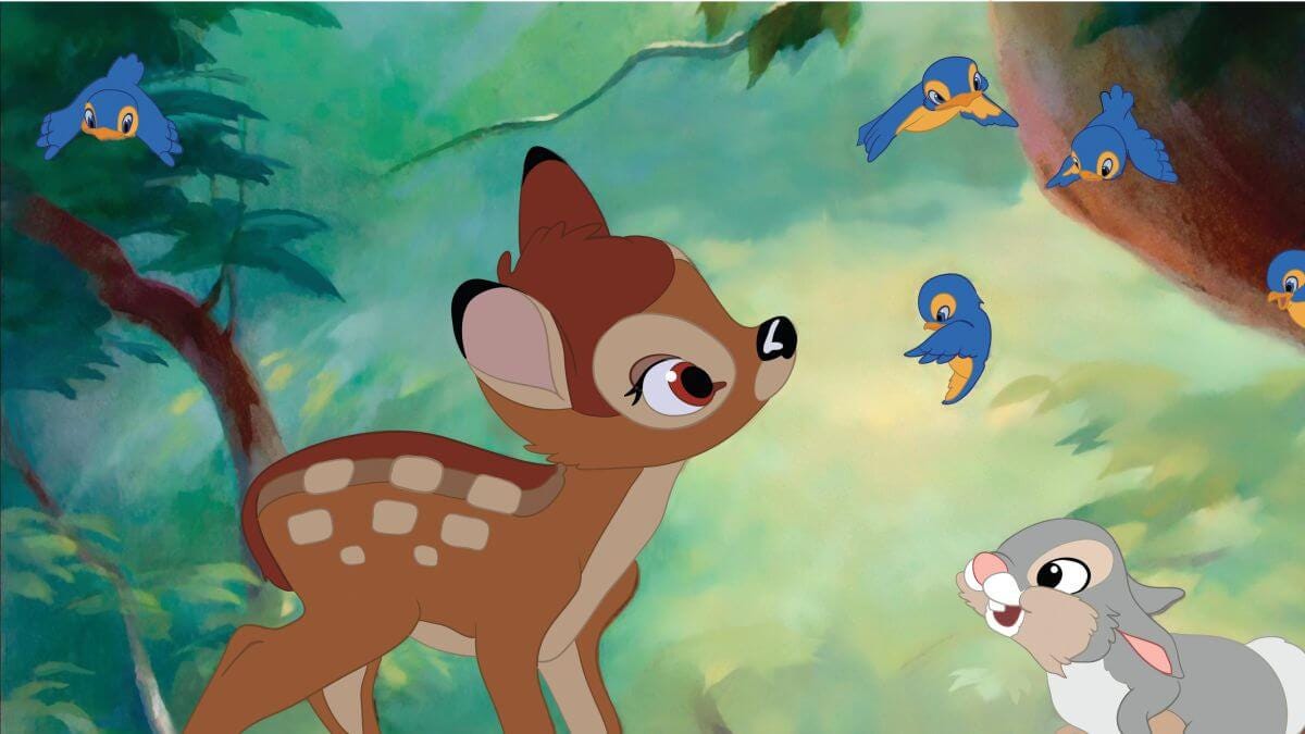 Bambi and other characters from 1942 Disney animated film Bambi